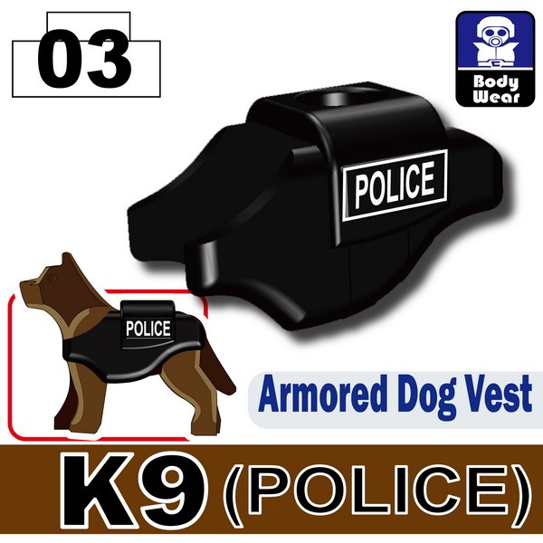 Minifig Cat Toys Shop > Armored Dog Vest(K9) > (03P)Black_Armored Dog